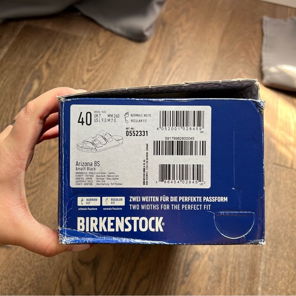 BRAND NEW IN BOX Birkenstock Arizona Amalfi Black Leather Size 40 Regular Fit - Picture 4 of 5